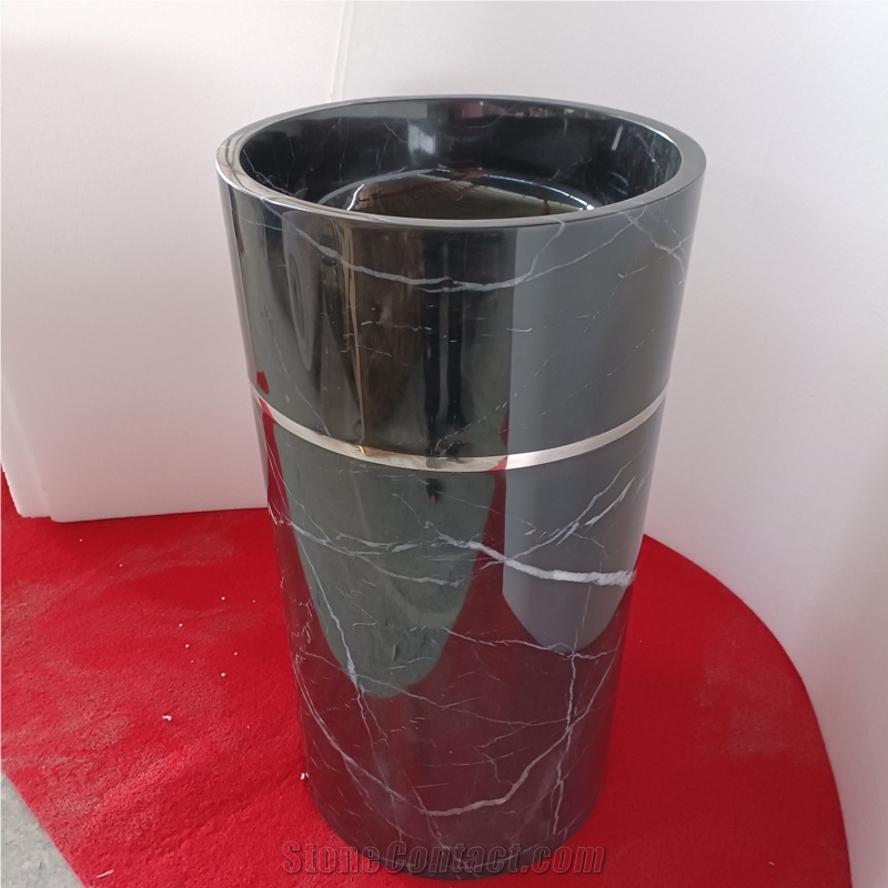 Black White Marble Pedestal Sinks