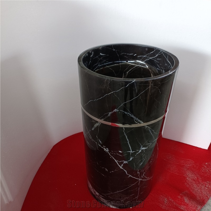 Black White Marble Pedestal Sinks