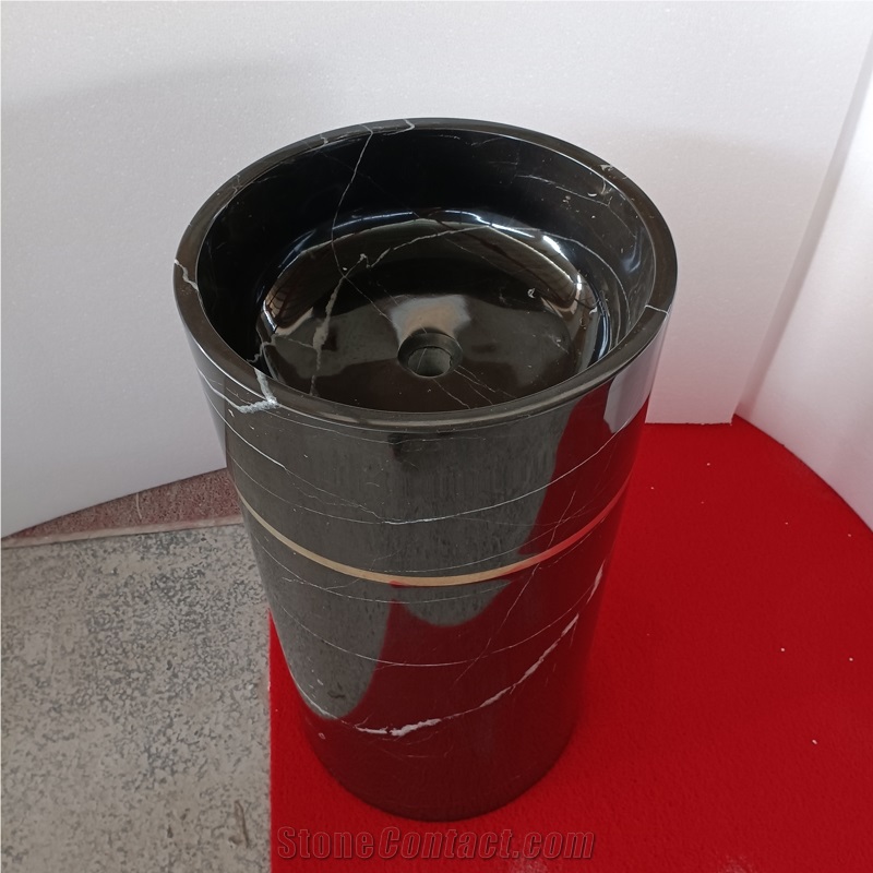 Black White Marble Pedestal Sinks