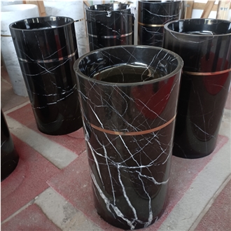 Black White Marble Pedestal Sinks