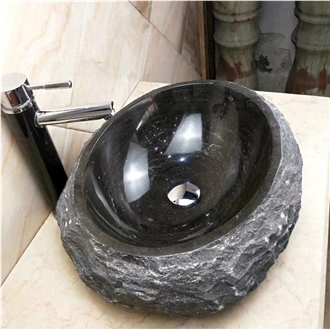 China Blue Limestone Bathroom Oval Sinks