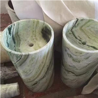 Dandong Green Marble Pedestal Sink With Good Price