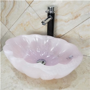 Pink Onyx Art Vessel Sink Full Polished