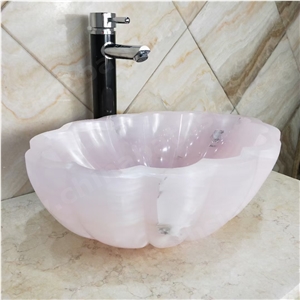 Pink Onyx Art Vessel Sink Full Polished