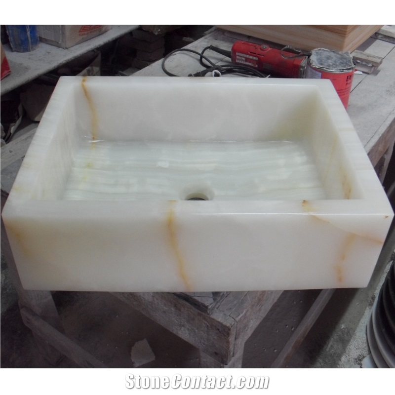 White Onyx Bathroom Rectangle Basins