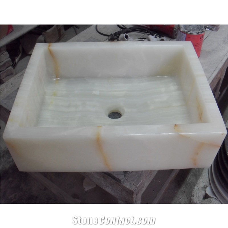 White Onyx Bathroom Rectangle Basins