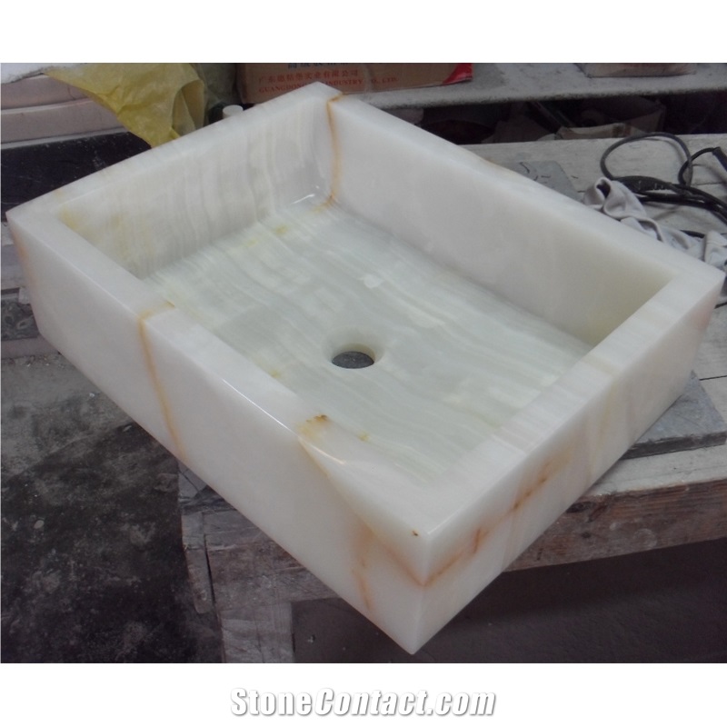 White Onyx Bathroom Rectangle Basins