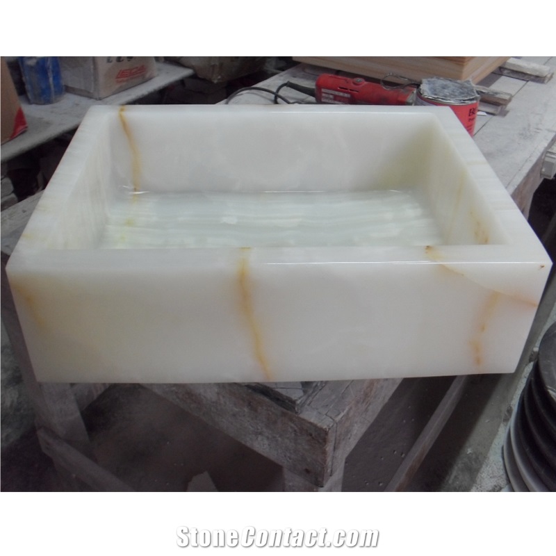 White Onyx Bathroom Rectangle Basins