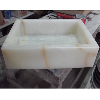 White Onyx Bathroom Rectangle Basins