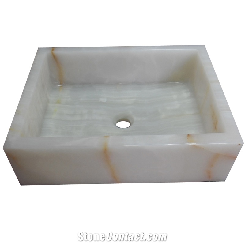 White Onyx Bathroom Rectangle Basins