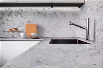 Brazil Super White Quartzite Polished  Kitchen Design