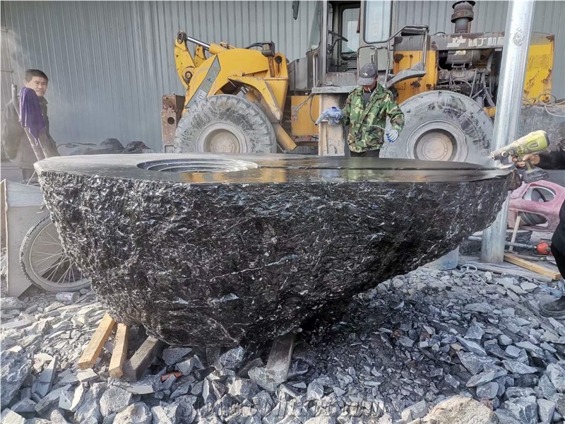 China Blackrock Granite Split Waterjet Garden Design Product