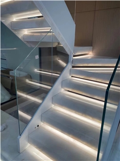 China Crystal Ice Marble Polished Stair Treads