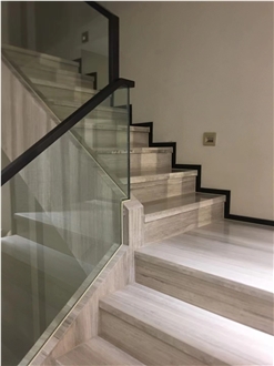 China Guizhou Wood Grain Marble Polished  Stair Treads