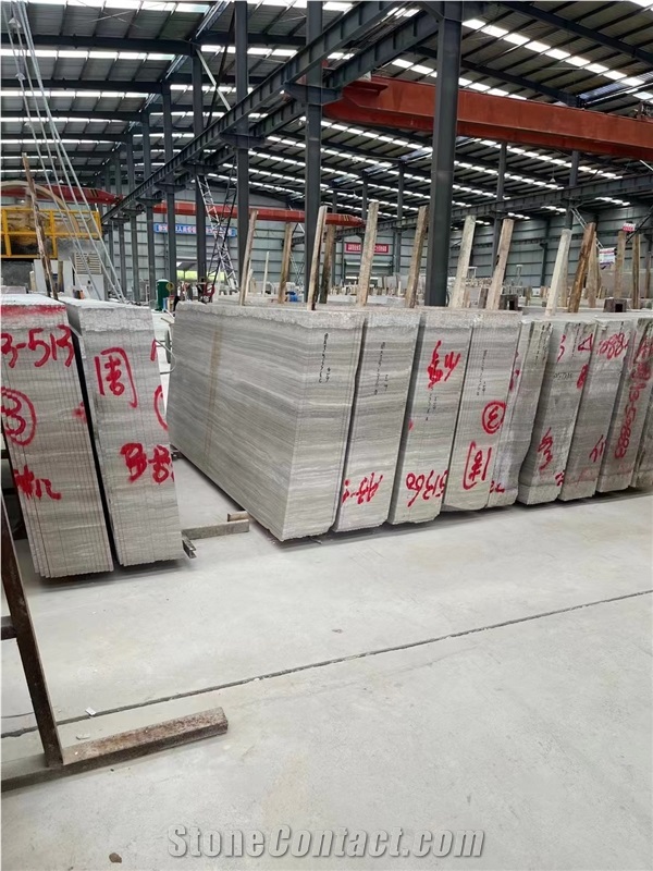 China Guizhou Wood Grain White And Grey Marble  Blocks