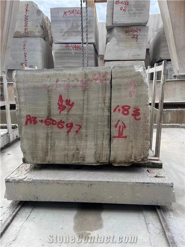 China Guizhou Wood Grain White And Grey Marble  Blocks