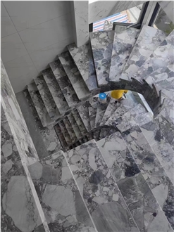 China Panda Grey Marble Polished Marble Stair Treads