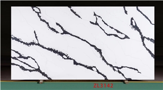Popular Calacatta White Quartz Slabs With Black Veins