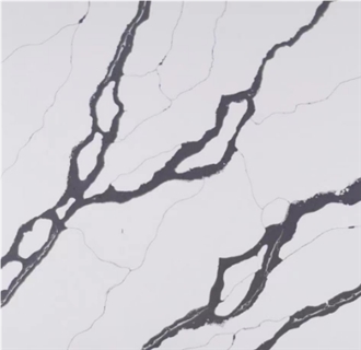 Popular Calacatta White Quartz Slabs With Black Veins