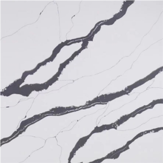 Popular Calacatta White Quartz Slabs With Black Veins