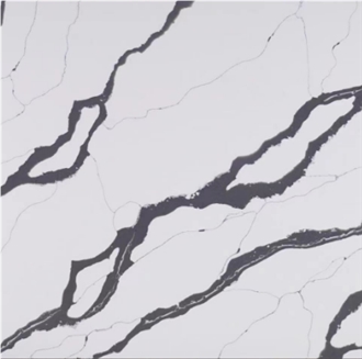 Popular Calacatta White Quartz Slabs With Black Veins