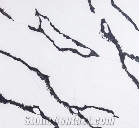 Popular Calacatta White Quartz Slabs With Black Veins