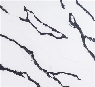 Popular Calacatta White Quartz Slabs With Black Veins