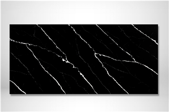 Black Quartz Stone Slabs 2Cm Artificial Calacatta