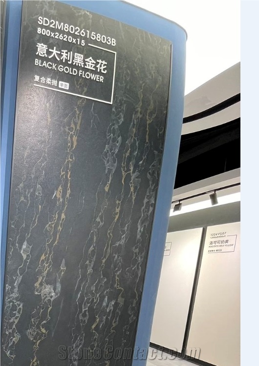 Black Gold Flower Sintered Stone Slab