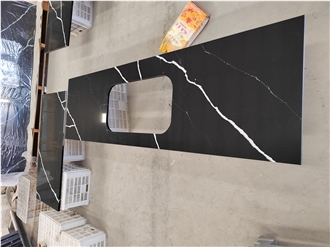 Black  Artificial Quartz Stone Kitchen Countertops Xuri