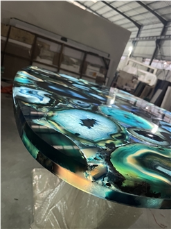 Blue Agate Semiprecious Stone Table Tops