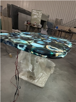 Blue Agate Semiprecious Stone Table Tops