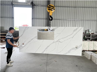 Calacatta White Artificial Quartz Stone Kitchen Countertop