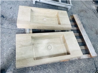 Beige Travertine Stone Wash Basins