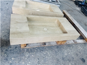 Beige Travertine Stone Wash Basins