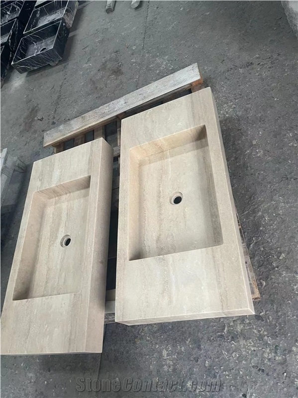 Beige Travertine Stone Wash Basins