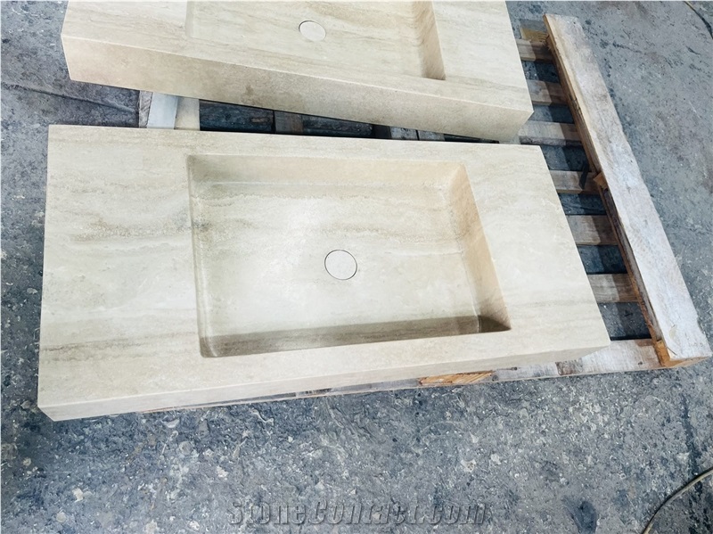 Beige Travertine Stone Wash Basins