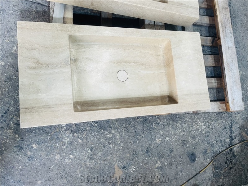 Beige Travertine Stone Wash Basins