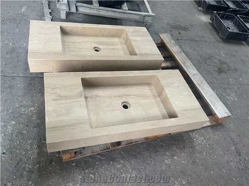 Beige Travertine Stone Wash Basins