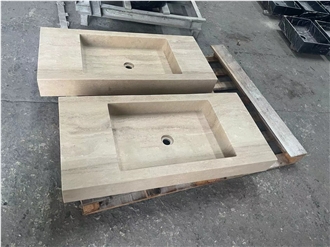 Beige Travertine Stone Wash Basins
