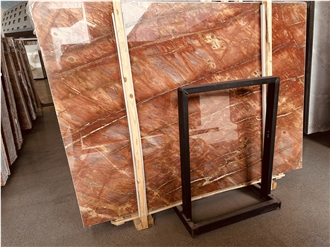 Polished Rosso Damasco Marble Floor Tiles