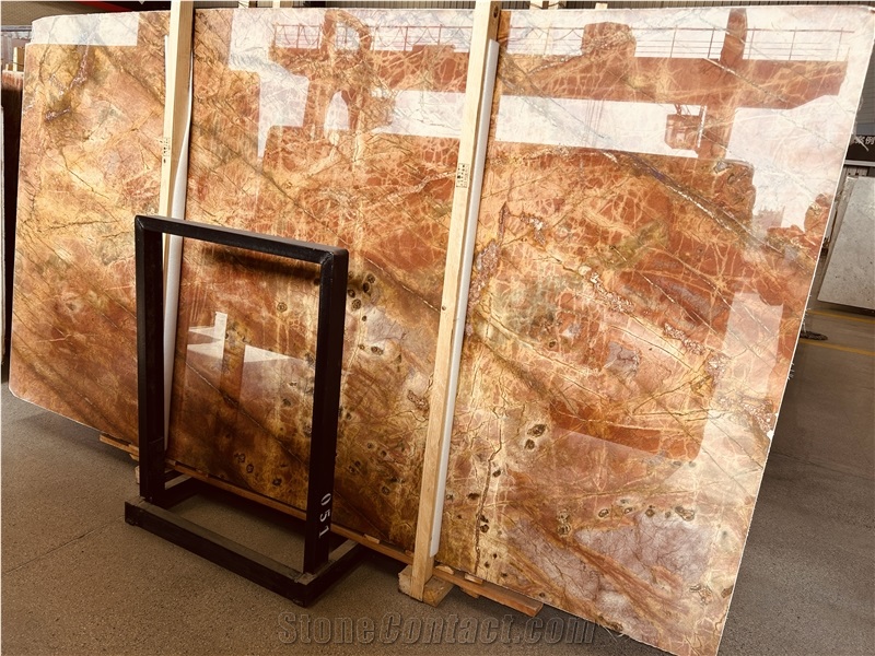 Polished Rosso Damasco Marble Floor Tiles