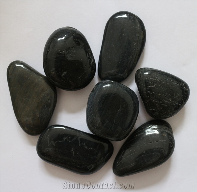 Black  Mexican Beach Polished Landscaping  Pebbles Stone