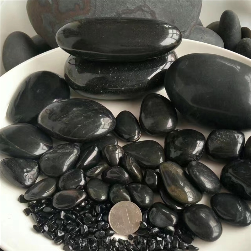 High Polished Black Pebble Stone For Landscaping