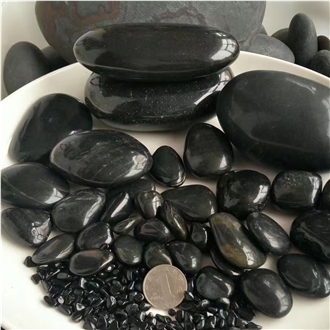 High Polished Black Pebble Stone For Landscaping