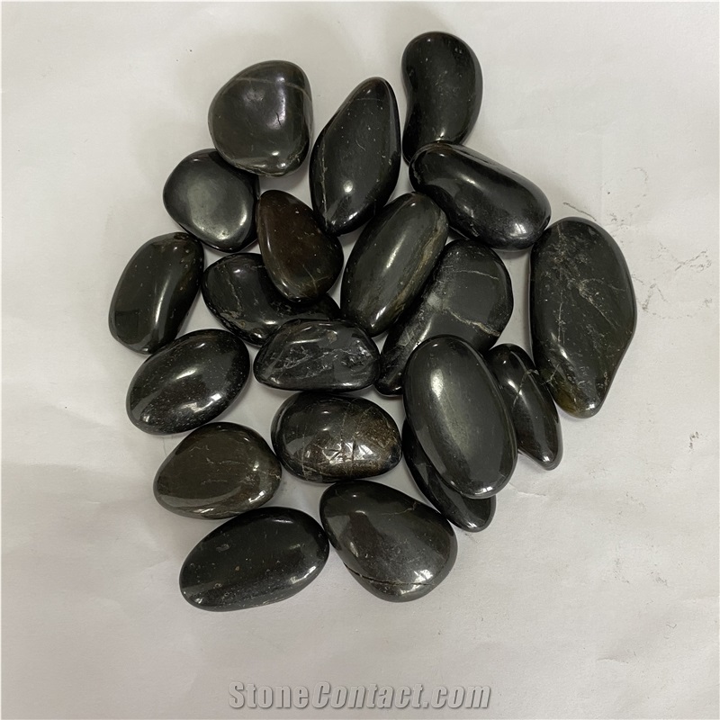 High Polished Black Pebble Stone For Landscaping