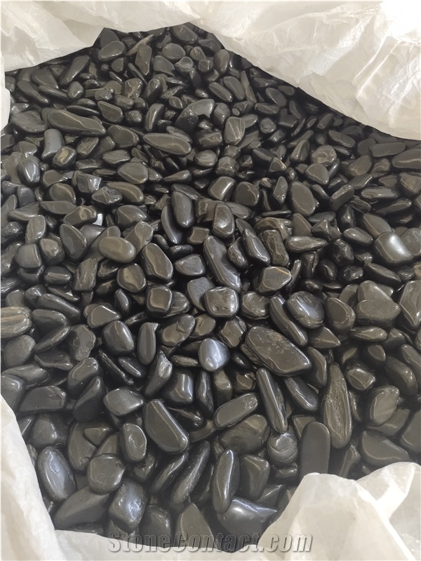 High Polished Black Pebble Stone For Landscaping