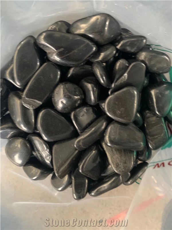 High Polished Black Pebble Stone For Landscaping