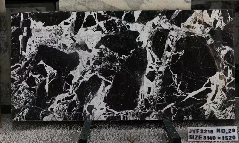 Napoleon Black Marble Pattern Slabs Polished