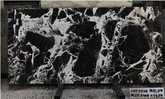 Napoleon Black Marble Pattern Slabs Polished